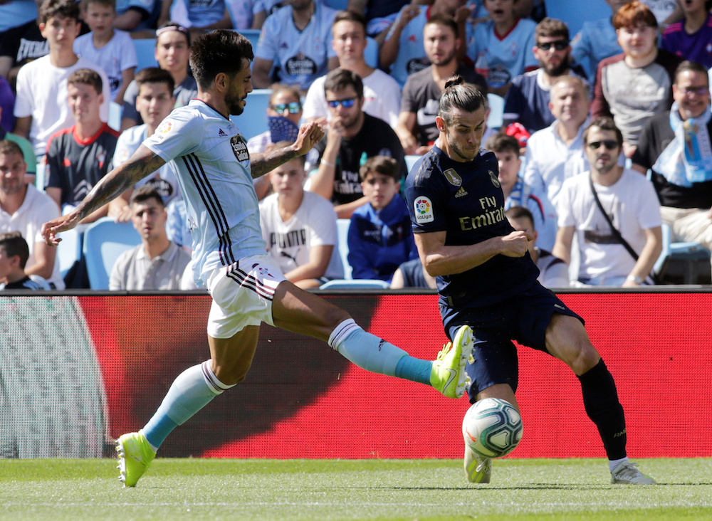 Real Madridu00e2u20acu2122s Gareth Bale in action during the La Liga match with Celta Vigo at Balaidos in Vigo August 17, 2019. u00e2u20acu201d Reuters pic