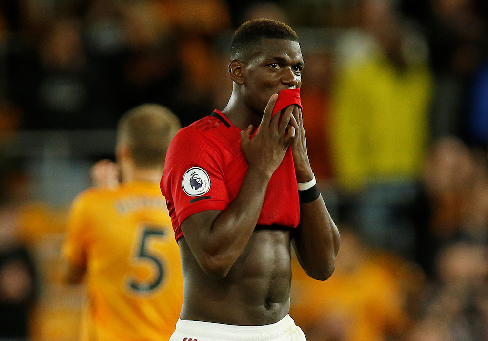 Manchester Unitedu00e2u20acu2122s Paul Pogba reacts after the Premier League match with Wolverhampton Wanderers at Molineux Stadium in Wolverhampton August 19, 2019. u00e2u20acu201d Reuters pic