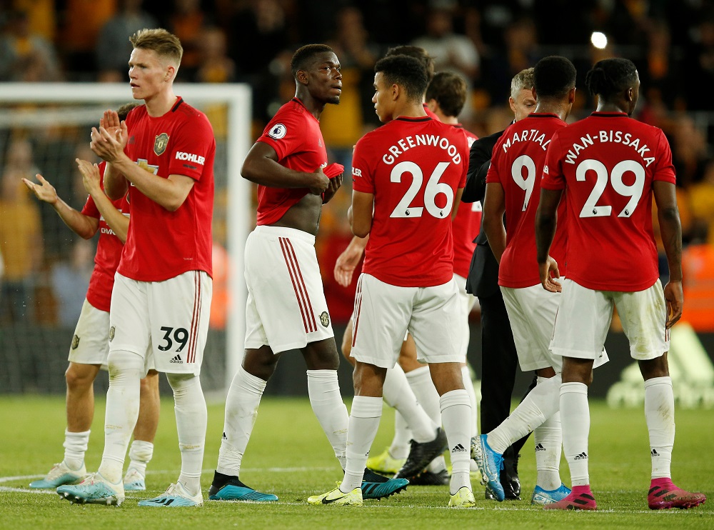 nManchester Unitedu00e2u20acu2122s Paul Pogba and teammates after the match at the Molineux Stadium in Wolverhampton August 19, 2019. u00e2u20acu201d Reuters picn