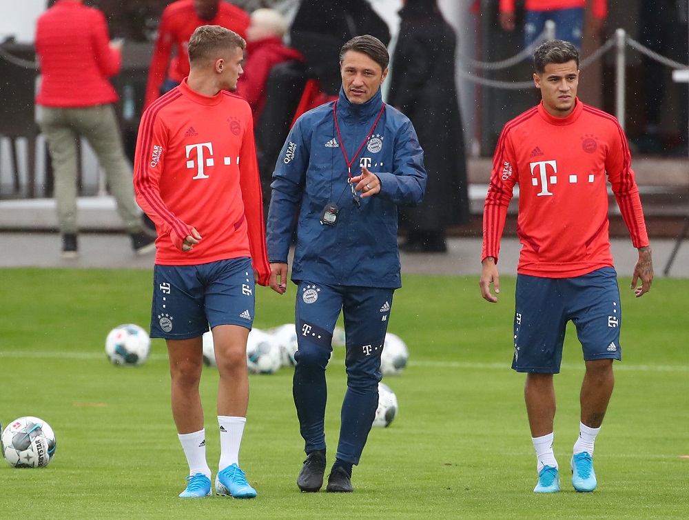 Bayern Munich coach Niko Kovac with Philippe Coutinho and Michael Cuisance during the training session in Munich August 20, 2019. u00e2u20acu201d Reuters pic