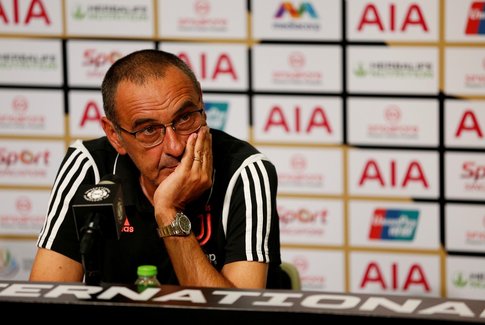 Juventus coach Maurizio Sarri during the post match press conference at the Singapore National Stadium July 21, 2019. u00e2u20acu201d Reuters pic