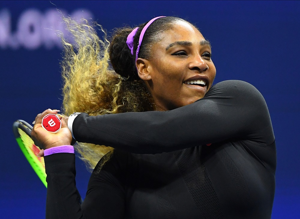 Serena Williams hits to Maria Sharapova during their first round match on day one of the 2019 US Open tennis tournament in New York August 26, 2019. u00e2u20acu201d Picture by Robert Deutsch-USA TODAY Sports via Reuters