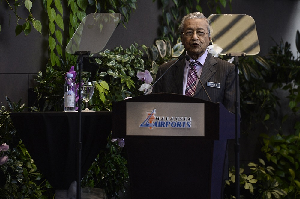 Prime Minister, Tun Dr Mahathir Mohammad speaks during the 21st Anniversary celebration of the KL International Airport in Sepang August 13, 2019. u00e2u20acu201d Picture by Miera Zulyana