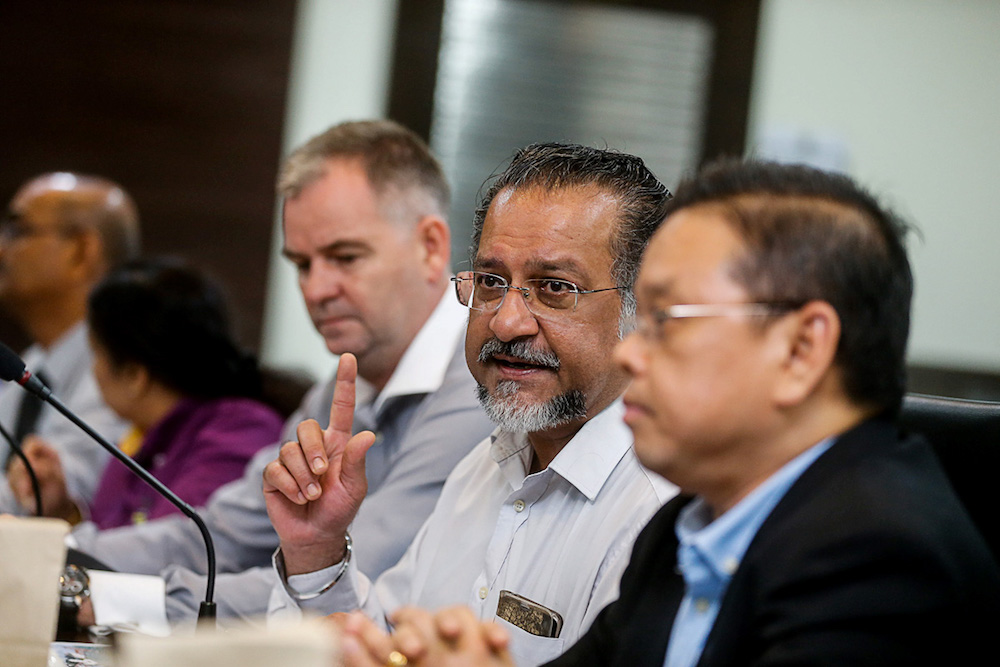 Jagdeep Singh Deo speaks to the press about the East Seafront Project at Swettenham Pier in George Town August 1, 2019. — Picture by Sayuti Zainudin