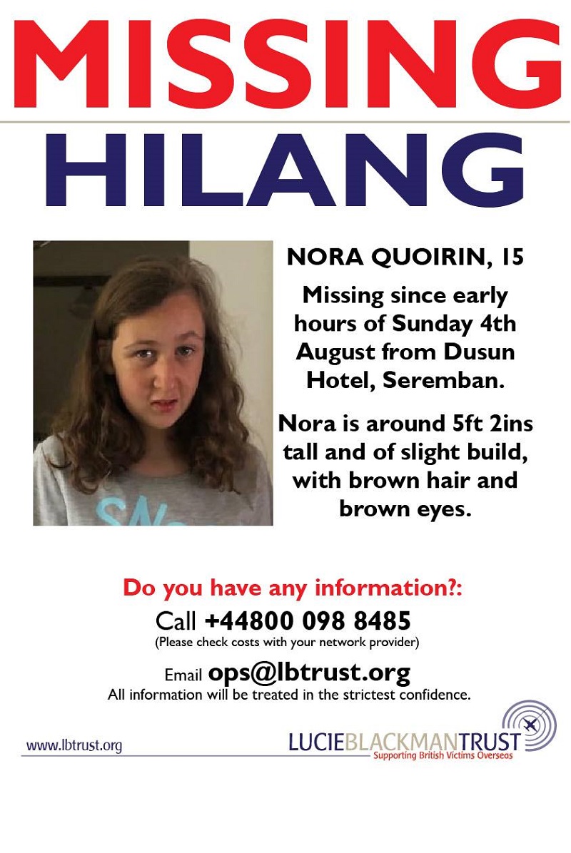Charity group The Lucie Blackman Trust has urge anyone with any information on Nora Quoirin to come forward. — Picture courtesy of Lucie Blackman Trust