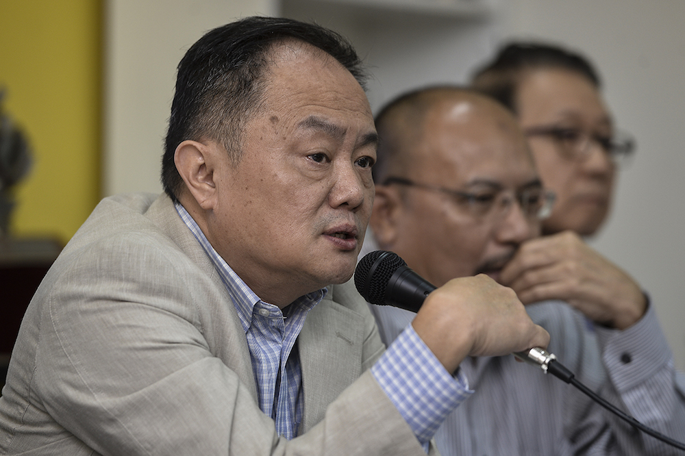 Bersih 2.0 chairman Thomas Fann speaks during joint press conference with Gabungan Bertindak Malaysia (GBM) and Malaysian Muslim Youth Movement (Abim) in Petaling Jaya August 7, 2019. u00e2u20acu201d Picture by Miera Zulyana