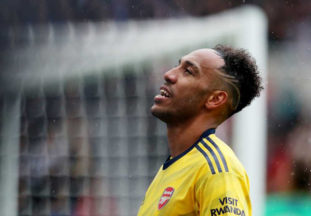 Arsenal's Pierre-Emerick Aubameyang celebrates after scoring a goal in the Newcastle United v Arsenal match at  St James' Park, Newcastle August 11, 2019. u00e2u20acu201d Reuters pic