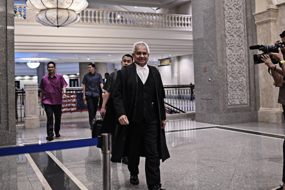 Attorney General Tommy Thomas arrives at the Palace of Justice in Putrajaya August 13, 2019. — Picture by Shafwan Zaidon