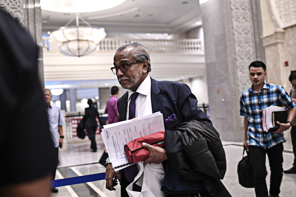 Tan Sri Muhammad Shafee Abdullah arrives at the Palace of Justice in Putrajaya August 13, 2019. — Picture by Shafwan Zaidon