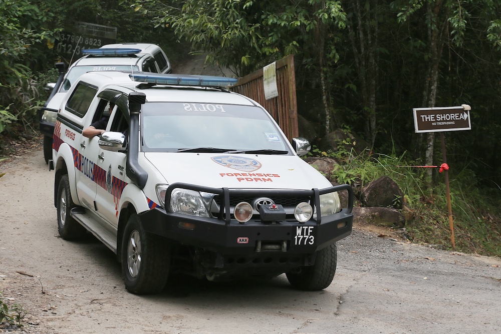A police truck is seen at The Dusun in Kampung Baru Pantai, Seremban August 14,2019. — Picture by Ahmad Zamzahuri
