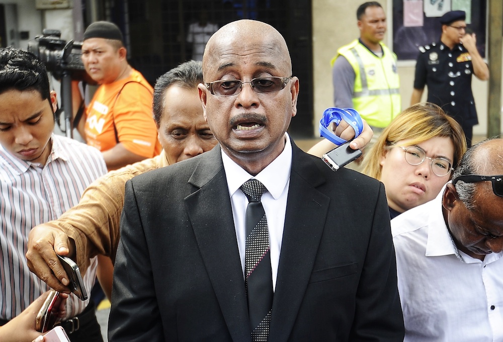 Lawyer Sankara N. Nair, who is representing the family of Nora Anne Quoirin, speaks to reporters at Tuanku Jau00e2u20acu2122afar Hospital in Seremban August 14, 2019. u00e2u20acu201d Picture by Shafwan Zaidon