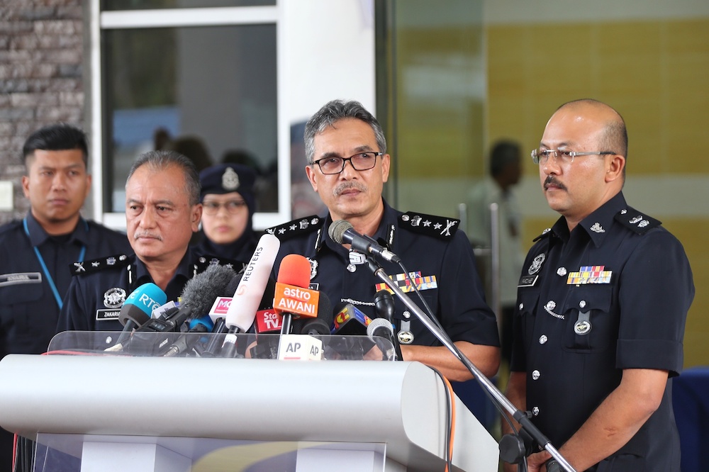 Negri Sembilan police chief Datuk Mohamad Mat Yusop briefs a press conference on Nora Anne Quoirinu00e2u20acu2122s autopsy results in Seremban August 15, 2019. u00e2u20acu201d Picture by Ahmad Zamzahuri