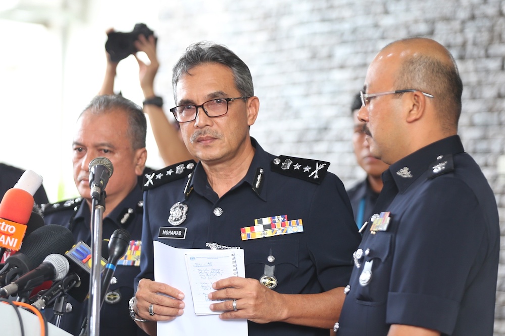 Negri Sembilan police chief Datuk Mohamad Mat Yusop briefs a press conference on Nora Anne Quoirin’s autopsy results in Seremban August 15, 2019. — Picture by Ahmad Zamzahuri