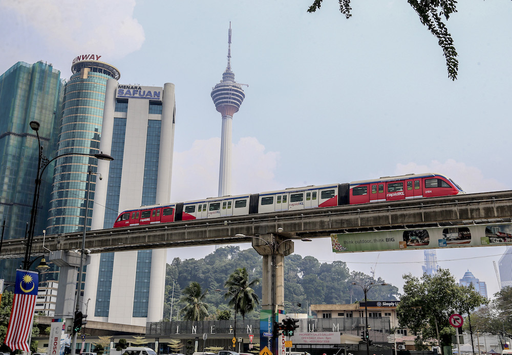 The four-car Monorail train is pictured in Kuala Lumpur August 20, 2019. u00e2u20acu201d Picture by Firdaus Latif