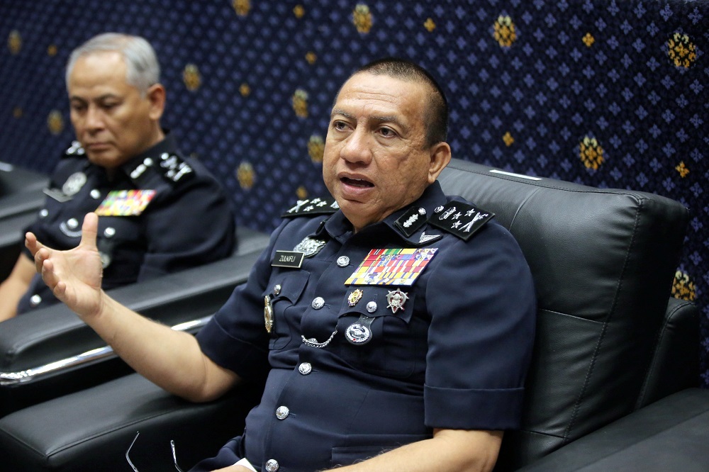 National Anti-Drug Agency director-general police commissioner Datuk Seri Zulkifli Abdullah speaks during a press conference at the Royal Malaysia Police Air Operation Force Training Base in Ipoh August 21, 2019. u00e2u20acu201d Picture by Farhan Najib