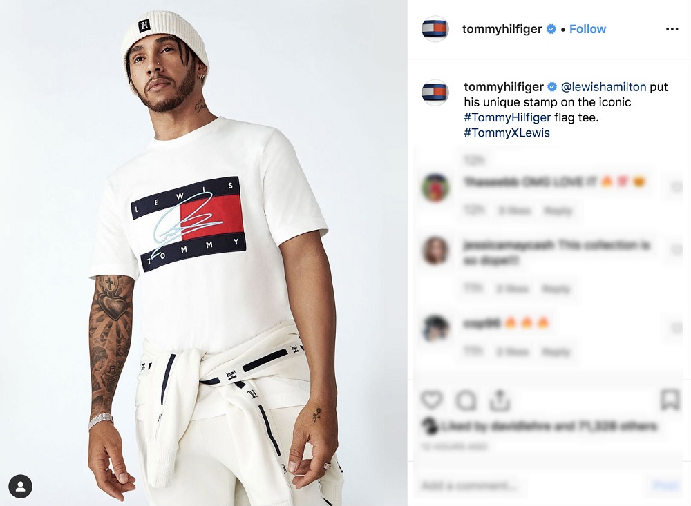 Tommy Hilfiger Instagram 2019 featuring Lewis Hamilton. u00e2u20acu201d Picture via Instagram / tommyhilfiger