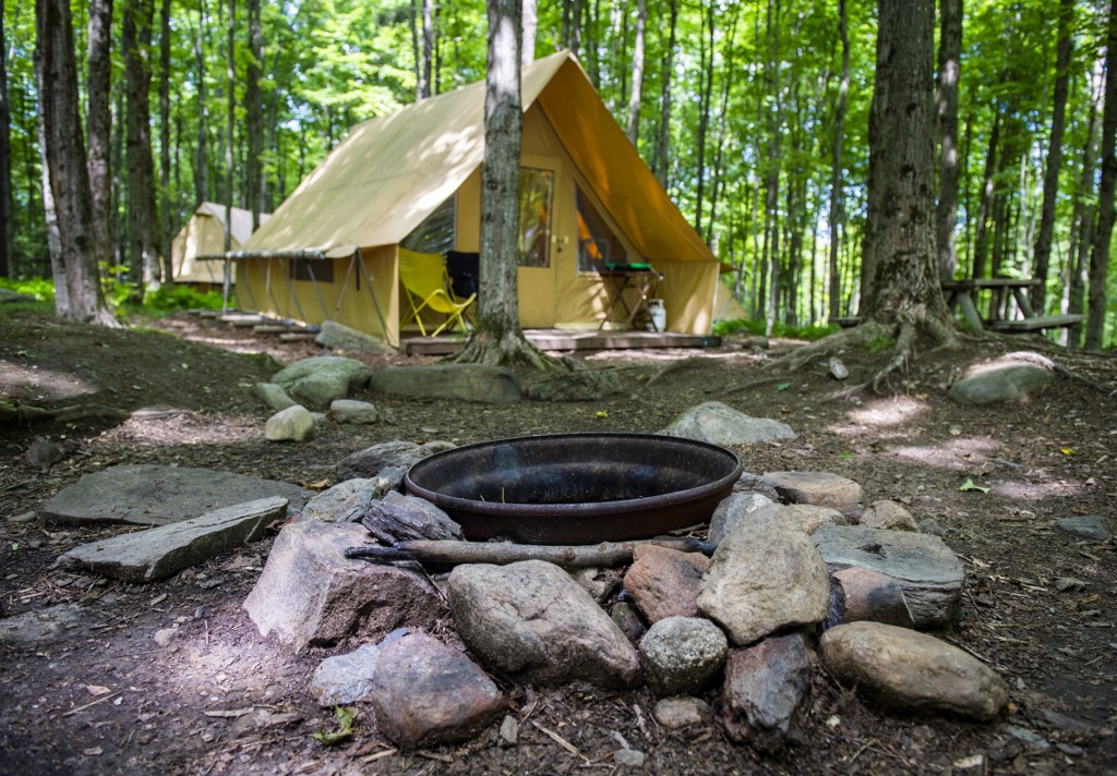 This photo shows the exterior of The Canadienne tent at the Huttopia Sutton glamping ground in Quebec, Canada, on August 14, 2019. u00e2u20acu201d AFP picnn