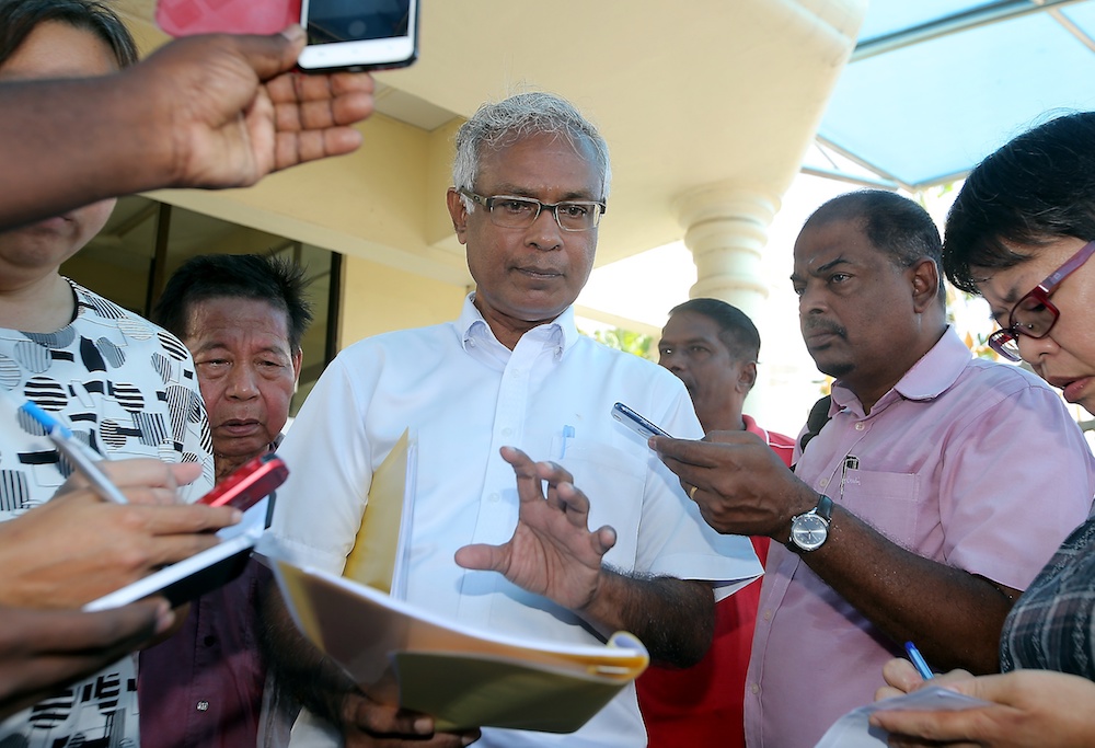 PSM chairman Dr Michael Jeyakumar Devaraj speaks to reporters at the State Secretariat Building in Ipoh August 27, 2019.