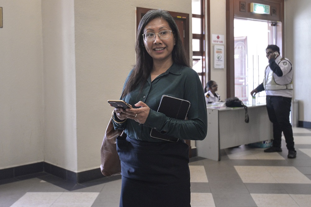 Noorhaina Hirawani Mohd Noor, former CEO of Orb Solutions Sdn Bhd, is pictured at the Kuala Lumpur High Court Complex August 28, 2019. u00e2u20acu201d Picture by Shafwan Zaidon