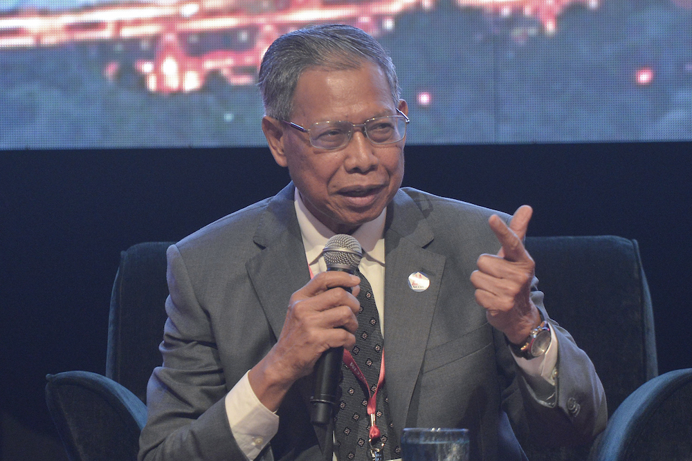 Datuk Seri Mustapa Mohamed speaks during the National Economic Forum 2019 in Kuala Lumpur August 29, 2019. u00e2u20acu201d Picture by Shafwan Zaidon