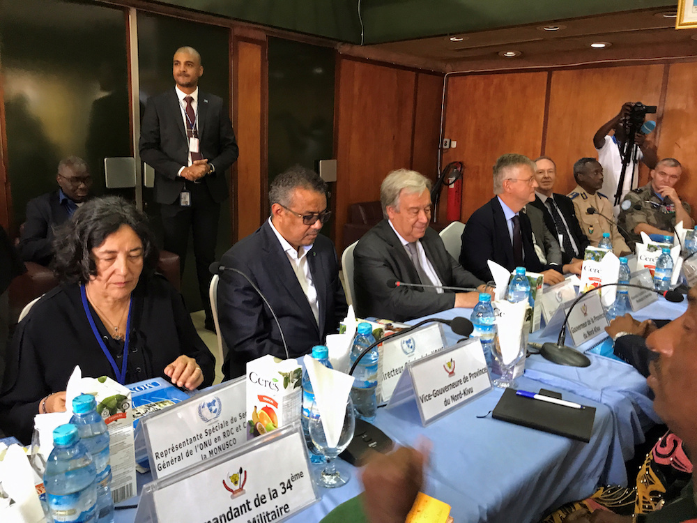 United Nations Secretary-General Antonio Guterres (centre) attends a meeting with government officials and senior United Nations staff at Goma International Airport, in Goma August 31, 2019. u00e2u20acu201d Reuters pic