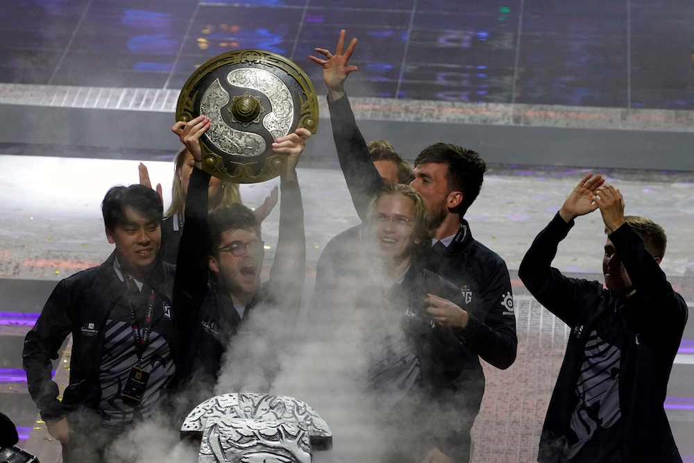 Team OG celebrate after winning the final against Team Liquid at the International Dota 2 World Championships in Shanghai August 25, 2019. u00e2u20acu201d Reuters pic