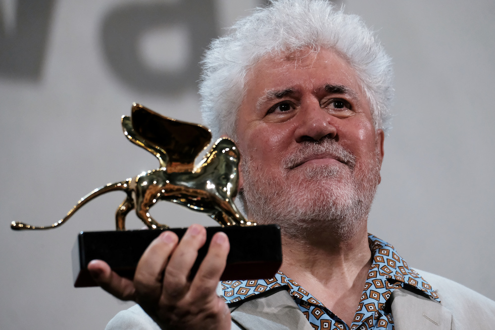 Spanish director Pedro Almodovar is presented with the Golden Lion for Lifetime Achievement honour at the 76th Venice Film Festival in Venice August 29, 2019. u00e2u20acu201d Reuters pic