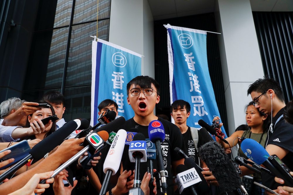 Isaac Cheng, vice-chairperson of Demosisto, a pro-democracy party in Hong Kong, speaks to the members of the media after the arrest of the pro-democracy activist Joshua Wong, in Hong  Kong August 30, 2019. u00e2u20acu201d Reuters pic