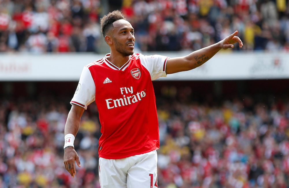 Arsenalu00e2u20acu2122s Pierre-Emerick Aubameyang celebrates scoring their second goal against Burnley at the Emirates Stadium in London, August 17, 2019. u00e2u20acu201d Reuters picnn