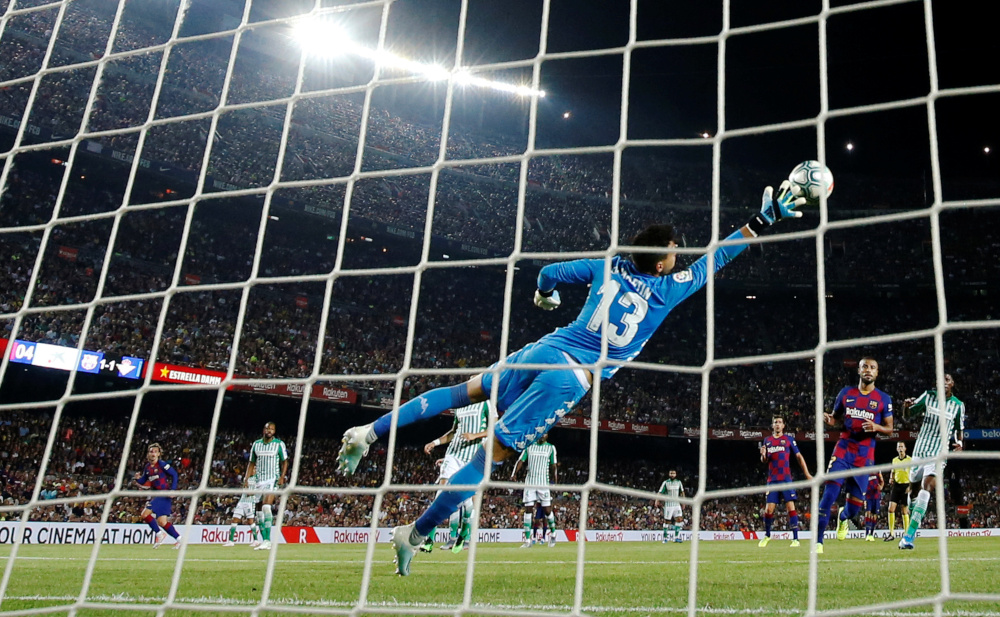 Barcelonau00e2u20acu2122s Antoine Griezmann scores their second goal against Real Betis at Camp Nou, Barcelona, Spain August 25, 2019. u00e2u20acu201d Reuters pic