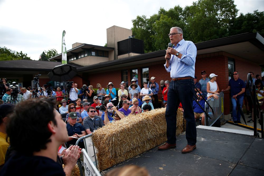 2020 Democratic US presidential candidate and Washington Governor Jay Inslee speaks at the Iowa State Fair in Des Moines, Iowa, August 10, 2019. u00e2u20acu201d Reuters pic