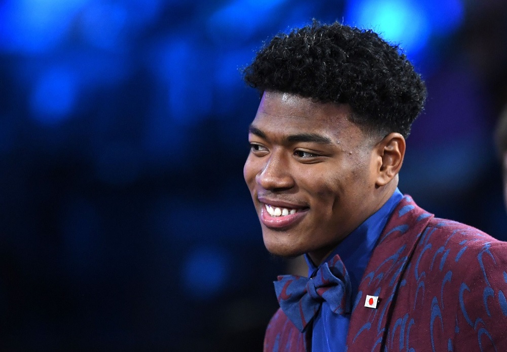 Rui Hachimura reacts after being drafted with the ninth overall pick by the Washington Wizards during the 2019 NBA Draft at the Barclays Centre in New York June 20, 2019. u00e2u20acu201d AFP pic