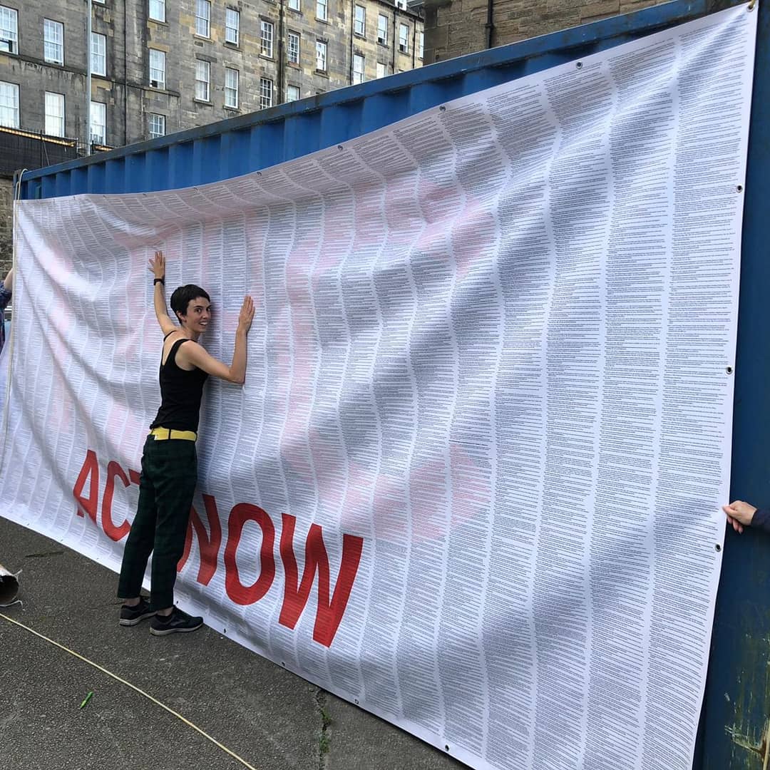 References for the 2018 IPCC report are seen on a banner for Edinburgh Festival Fringe show u00e2u20acu02dc1.5 Degrees Live!u00e2u20acu2122 in Edinburgh August 8, 2019. u00e2u20acu201d M.Toynbee/Thomson Reuters Foundation pic