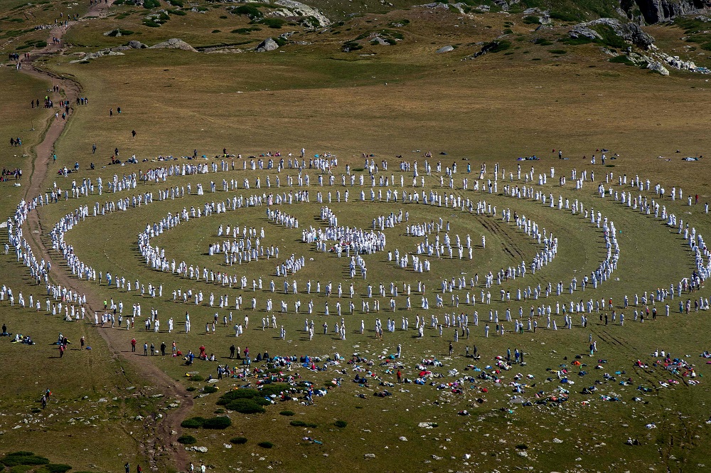 Members of an international religious movement called the Universal White Brotherhood perform a ritual dance on the top of the Rila Mountain, near Babreka lake, Bulgaria August 19, 2019. u00e2u20acu201d AFP pic  