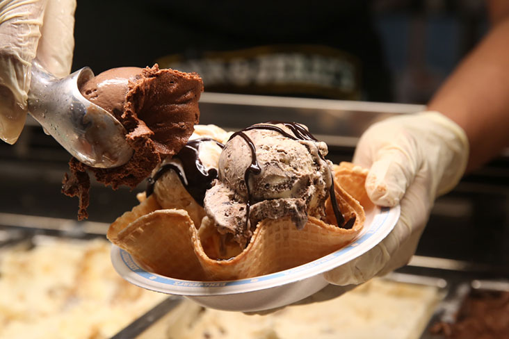 You can select your choice of toppings for your sundae.