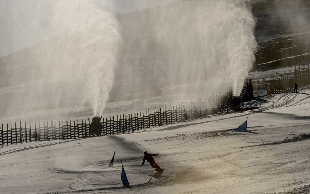 Snow cannons spray artificial snow on a ski slope at El Colorado skiing centre, in the Andes Mountains, some 30km from Santiago August 8, 2019. u00e2u20acu201d AFP pic  