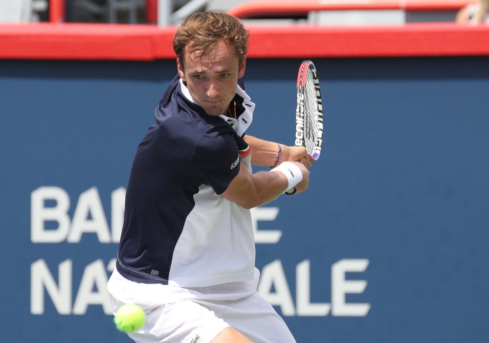 Daniil Medvedev of Russia (pic) hits a shot against Austriau00e2u20acu2122s Dominic Thiem of Austria during the Rogers Cup tennis tournament in Montreal August 9, 2019. u00e2u20acu2022 Picture by Jean-Yves Ahern-USA TODAY Sports via Reuters