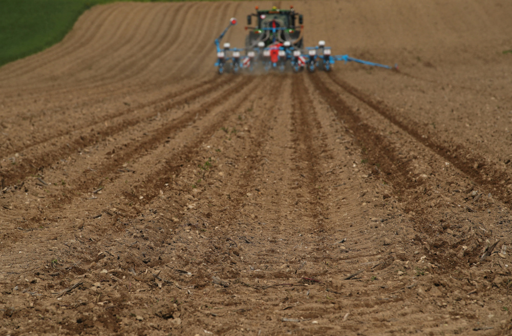 A tractor sows seeds in a field in Lavigny, Switzerland May 1, 2019. u00e2u20acu201d Reuters pic 