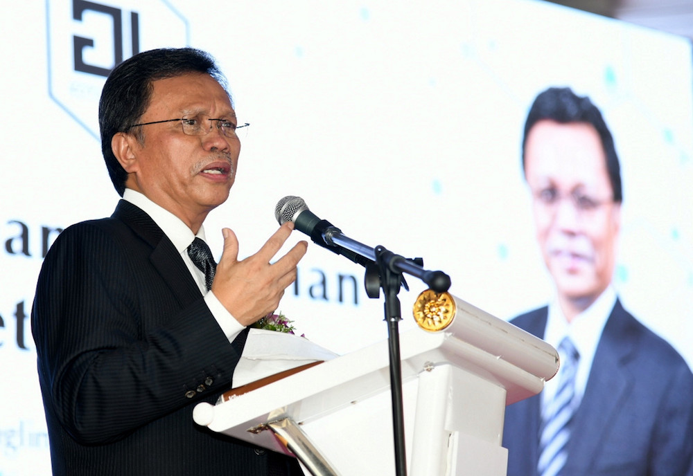 Sabah Chief Minister Datuk Seri Shafie Apdal speaks during the groundbreaking ceremony for the Grand Liberty Hotel in Kota Kinabalu August 22, 2019. u00e2u20acu201d Bernama pic
