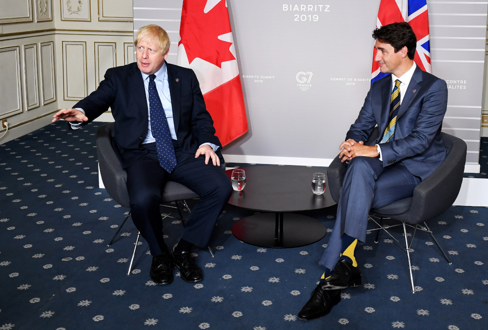 Britainu00e2u20acu2122s Prime Minister Boris Johnson meets with Canadau00e2u20acu2122s Prime Minister Justin Trudeau ahead of a bilateral meeting at the G7 summit in Biarritz, France August 24, 2019. u00e2u20acu201d Reuters pic 