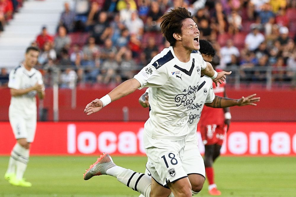 Bordeauxu00e2u20acu2122s Hwang Ui-Jo celebrates scoring against Dijon.  u00e2u20acu201d Reuters pic