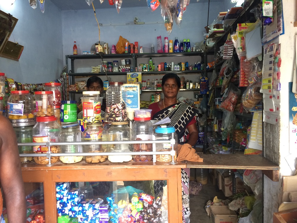 Roselin Savariyammal at her grocery store in Navalurkuttapatu village in Tamil Nadu, India July 14, 2019. — Thomson Reuters Foundation pic