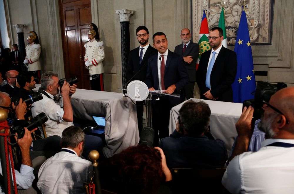 5-Star Movement leader Luigi di Maio speaks to the media after consultations with Italian President Sergio Mattarella in Rome, Italy, August 22, 2019. u00e2u20acu201d Reuters pic