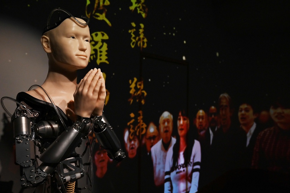 This photo taken on June 18, 2019 shows an android robot at Kodaiji temple in Kyoto. — AFP pic           