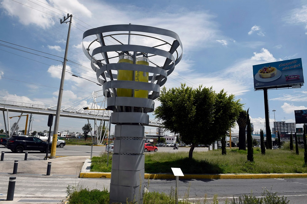 View of the u00e2u20acu02dcBioUrban 2.0u00e2u20acu2122 air purification system in Puebla, Mexico August 7, 2019. u00e2u20acu201d AFP pic        