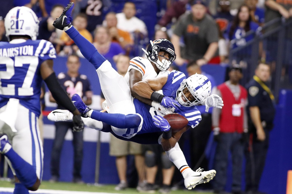 Isaiah Johnson of the Indianapolis Colts intercepts the ball during the preseason game against the Chicago Bears at Lucas Oil Stadium on August 24, 2019 in Indianapolis, Indiana. u00e2u20acu201d AFP pic    