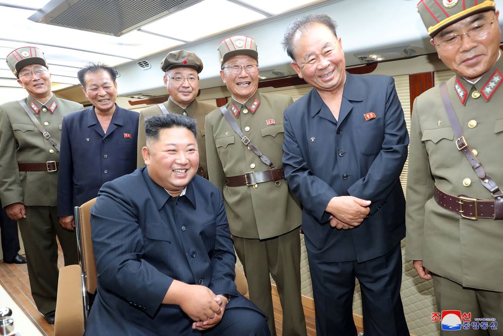North Korean leader Kim Jong-un guides the test firing of a new weapon, in this undated photo released on August 11, 2019. u00e2u20acu201d Korean Central News Agency (KCNA) picture via Reuters