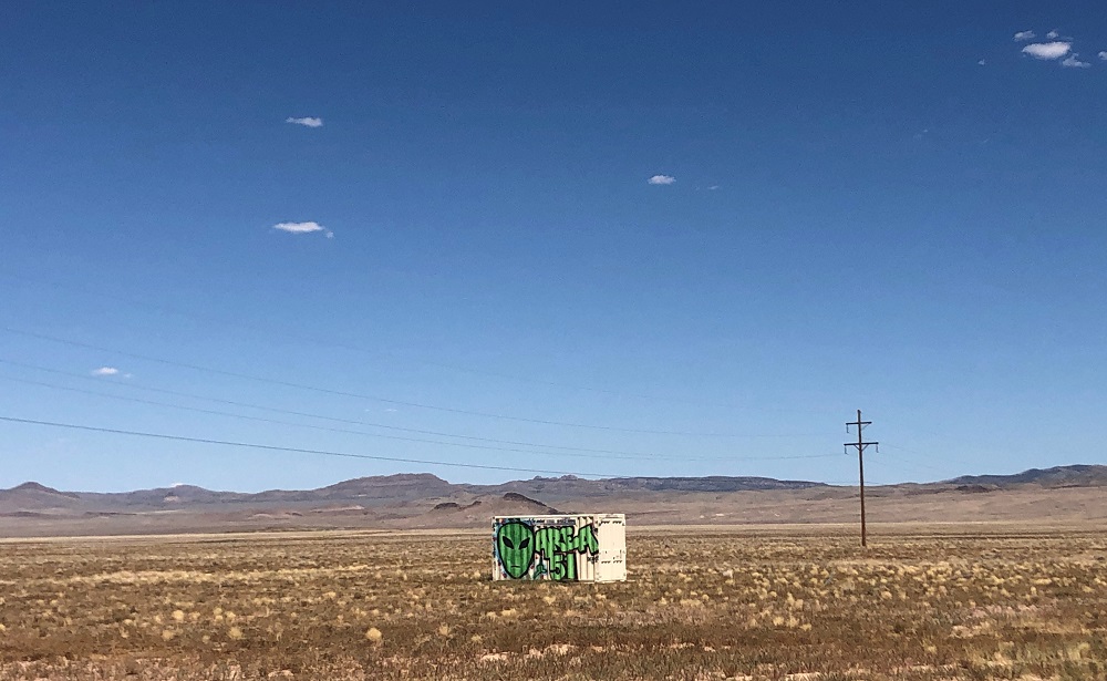 A shipping container with ‘Area 51’ painted on its side sits in the desert in Rachel, Nevada August 16, 2019. ― Reuters pic