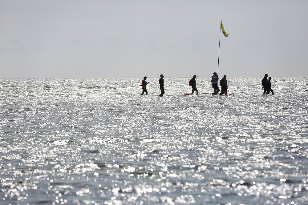 People take part in the u00e2u20acu02dcMarsz sledziau00e2u20acu009d (the Herring March), marching a 12km route through the shallow waters of the Baltic Sea from Kuznica on Hel Peninsula to the town of Rewa on the other side of Puck Bay, Poland August 17, 2019. u00e2u20acu201d Reuters pic   