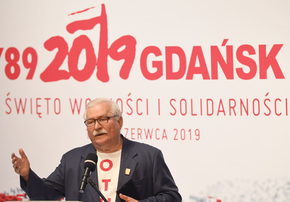 In this file photo taken June 4, 2019 former Polish President and Nobel Peace Laureate Lech Walesa speaks during a celebration of the 30th anniversary marking the first free parliamentary elections from June 4, 1989, in Gdansk, Poland. u00e2u20acu201d AFP pic 